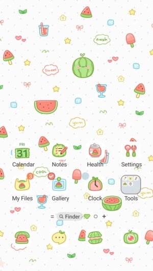 Samsung Themes: ❤️Mun❤️ Sweet Watermelon Summer ~❤️ Premium Theme cute and refreshing pastel watermelon pattern screen shot 0