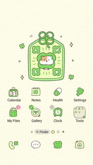 Samsung Themes: ❤️Mun❤️ Lucky Clover Hamster ~❤️ Premium Theme see an adorable lucky hamster charm brighten your screen screen shot 0