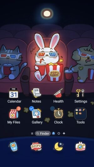 Samsung Themes: ❤️Mun❤️ Pet Cinema Night ~❤️ Premium Theme see lovely pets enjoying a fun cinema night screen shot 0