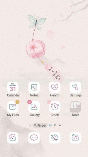 Samsung Themes: ❤️Mun❤️ Gentle Wind Chime ~❤️ Premium Theme see a peaceful pink wind chime wishing you well screen shot 0