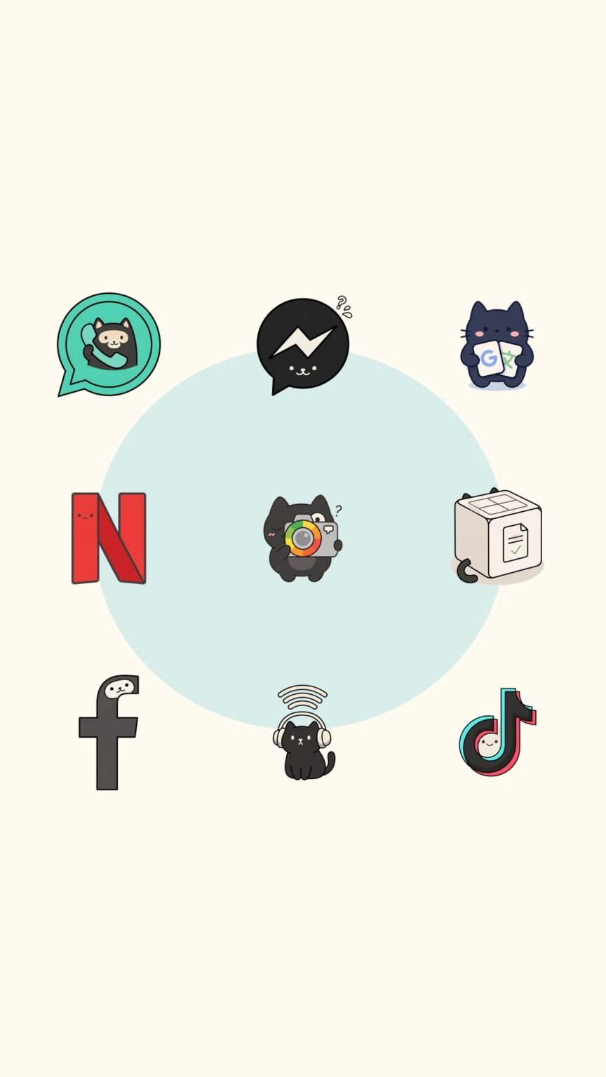 Ninja Cat Guard Icon Pack – 21 Free Custom App Icons