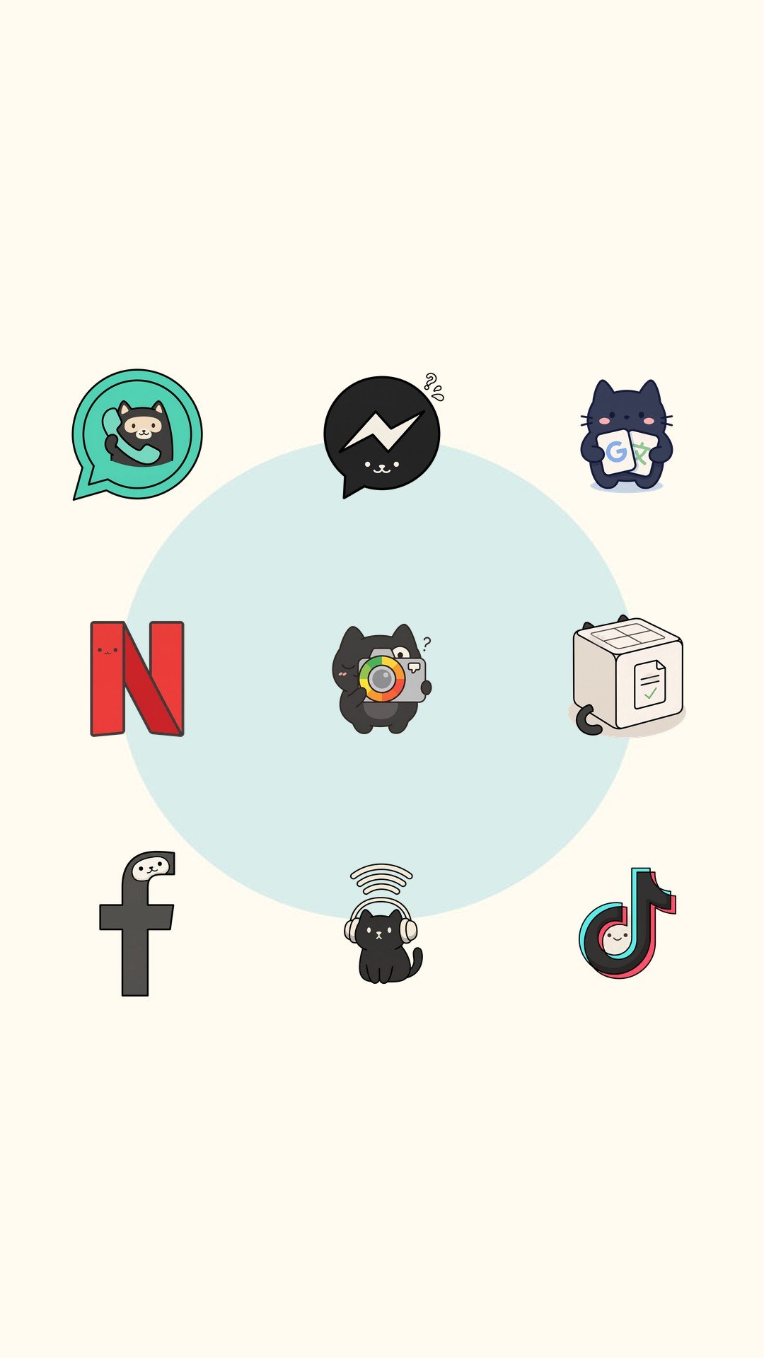 Ninja Cat Guard custom icons for WhatsApp, Messenger, Google Translate, Netflix, Instagram, Notion, Facebook, Spotify and TikTok – screenshot 1