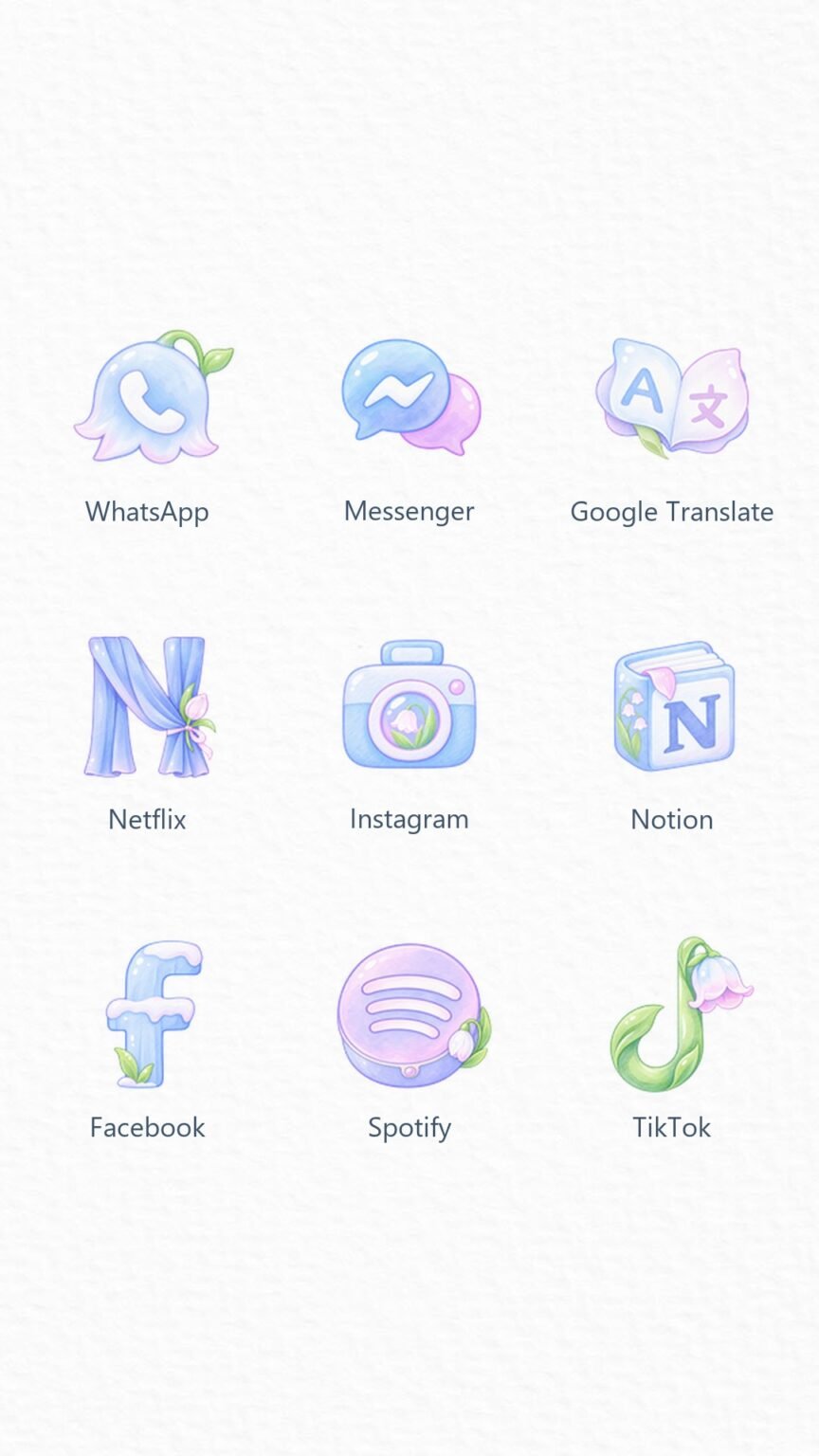 Snow Lily Bloom Custom App Icons for Android - Mun Art