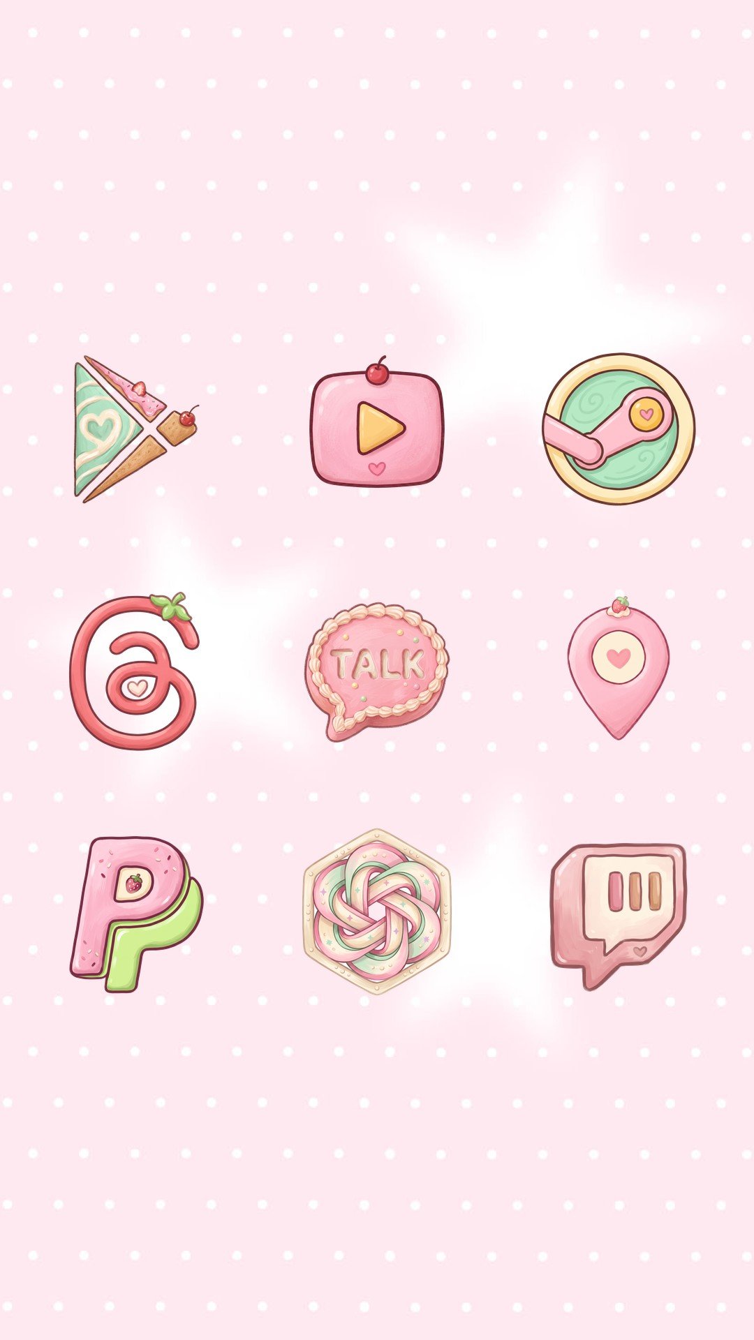Sweet Strawberry Maid custom icons for Google Play Store, YouTube, Steam, Threads, KakaoTalk, Google Maps, PayPal, ChatGPT and Twitch – screenshot 2