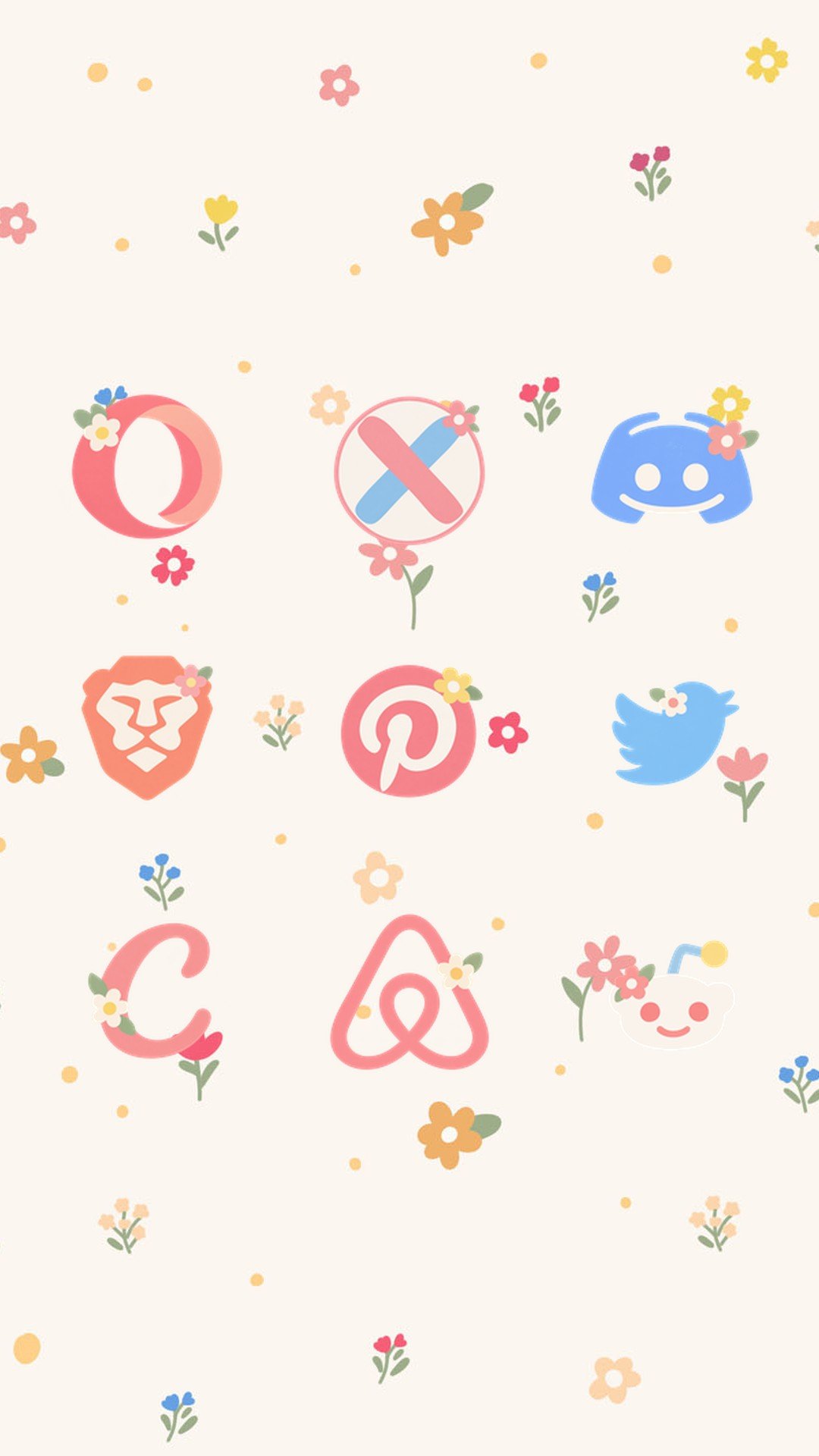 Pastel Tiny Flowers custom icons for Opera, Xbox, Discord, Brave, Pinterest, X (Twitter), Canva, Airbnb and Reddit – screenshot 3