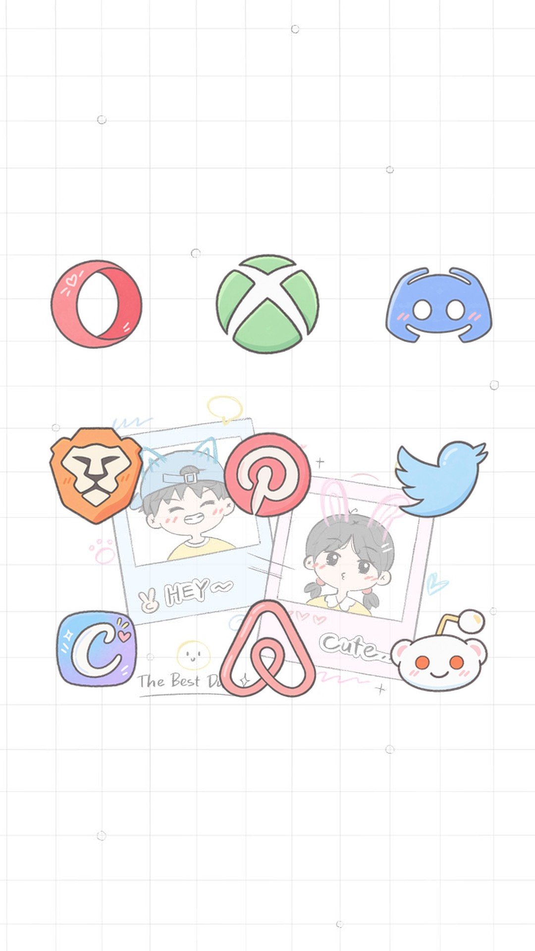 Cute Polaroid Love custom icons for Opera, Xbox, Discord, Brave, Pinterest, X (Twitter), Canva, Airbnb and Reddit – screenshot 3