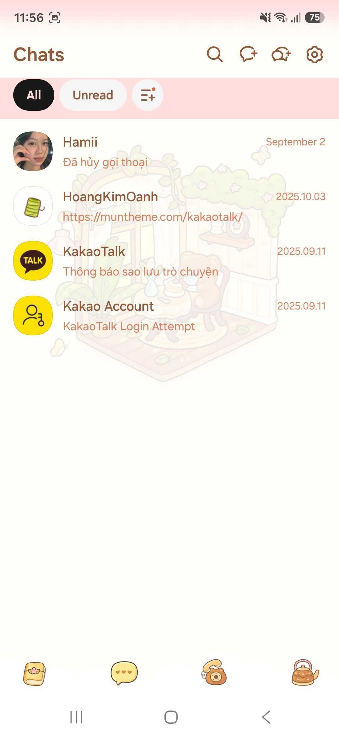 KakaoTalk Themes: Cozy Bear Tea screen shot 2