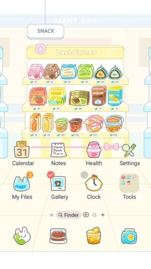 Samsung Themes: ❤️Mun❤️ Cute Snack Mart ~❤️ Premium Theme see a lovely pastel convenience store filled with snacks screen shot 0