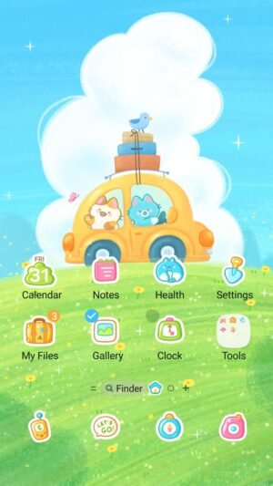 Samsung Themes: ❤️Mun❤️ Sunny Road Trip ~❤️ Premium Theme Cute kittens on a sunny, joyful summer road trip screen shot 0