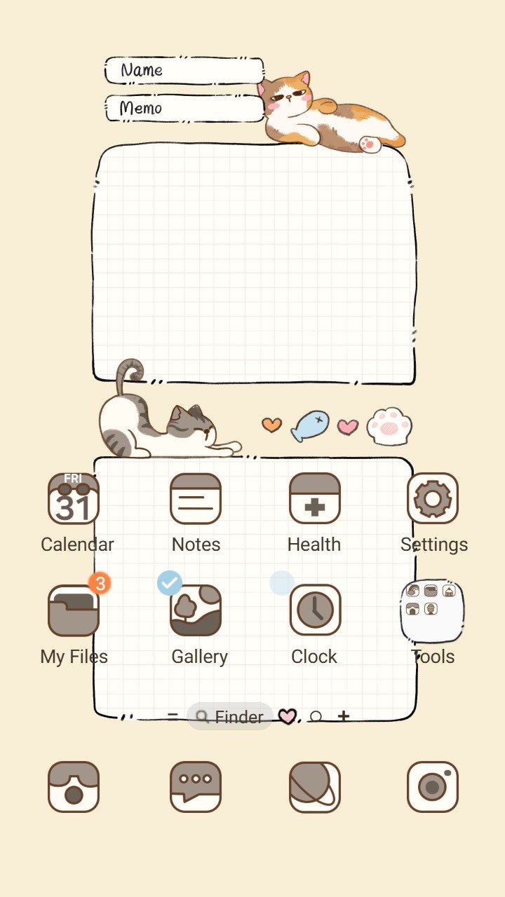 Samsung Themes: ❤️Mun❤️ Cozy Memo Cats ~❤️ Premium Theme A cute and cozy cat theme with memo grid notes screen shot 0