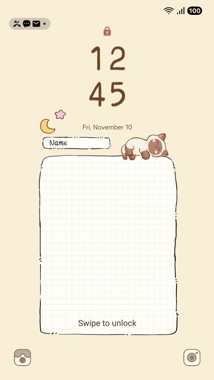 Samsung Themes: ❤️Mun❤️ Cozy Memo Cats ~❤️ Premium Theme A cute and cozy cat theme with memo grid notes screen shot 1