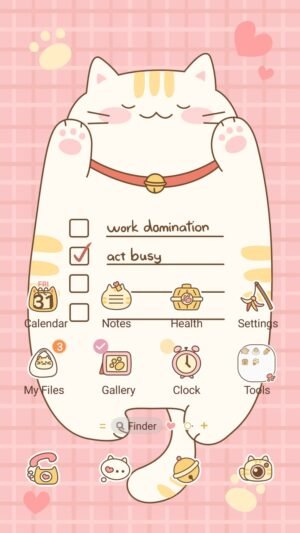 Samsung Themes: ❤️Mun❤️ Kitty Checklist ~❤️ Premium Theme a cute pink cat helping you act busy screen shot 0