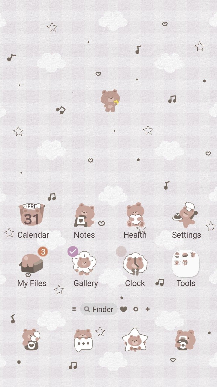 Samsung Themes: ❤️Mun❤️ Starlight Bear Dream ~❤️ Premium Theme Soft pastel clouds with a cute bear among stars screen shot 0