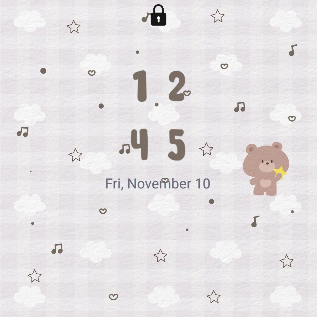 Samsung Themes: ❤️Mun❤️ Starlight Bear Dream ~❤️ Premium Theme Soft pastel clouds with a cute bear among stars screen shot 7