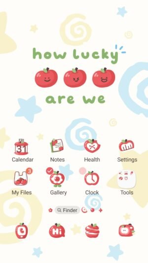 Samsung Themes: ❤️Mun❤️ Sweet Lucky Day ~❤️ Premium Theme see sweet lucky apples and bright pastel stars screen shot 0