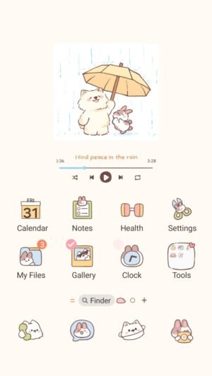 Samsung Themes: ❤️Mun❤️ Peaceful Rain Playlist ~❤️ Premium Theme see sweet friends listening to a peaceful rain playlist screen shot 0