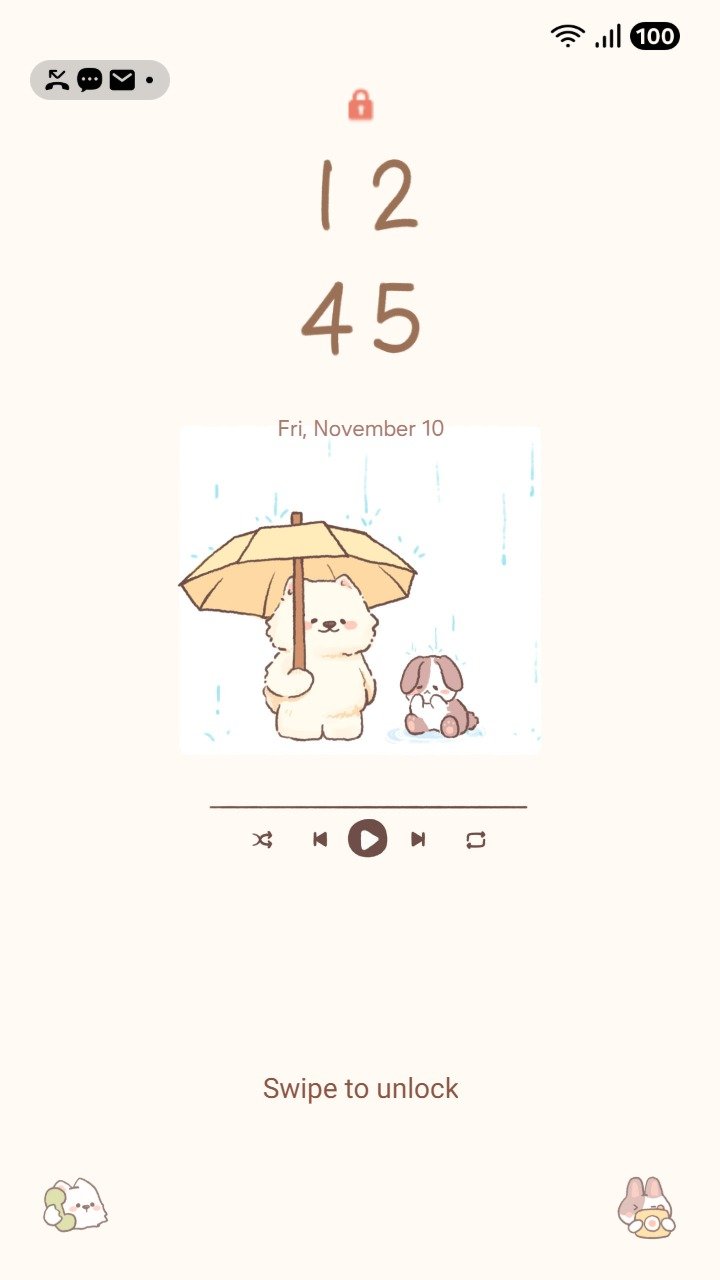 Samsung Themes: ❤️Mun❤️ Peaceful Rain Playlist ~❤️ Premium Theme see sweet friends listening to a peaceful rain playlist screen shot 1