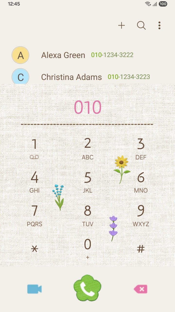 Samsung Themes: ❤️Mun❤️ Embroidered Gentle Flowers ~❤️ Premium Theme see beautiful embroidered flowers on a natural fabric background screen shot 2