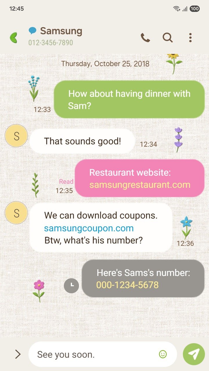 Samsung Themes: ❤️Mun❤️ Embroidered Gentle Flowers ~❤️ Premium Theme see beautiful embroidered flowers on a natural fabric background screen shot 3