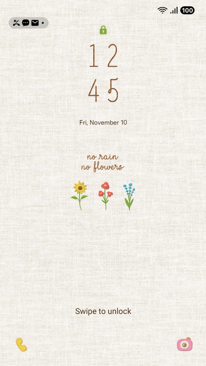 Samsung Themes: ❤️Mun❤️ Embroidered Gentle Flowers ~❤️ Premium Theme see beautiful embroidered flowers on a natural fabric background screen shot 1