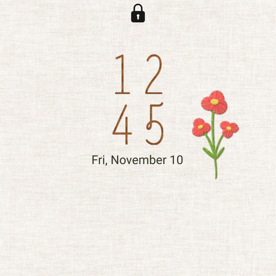 Samsung Themes: ❤️Mun❤️ Embroidered Gentle Flowers ~❤️ Premium Theme see beautiful embroidered flowers on a natural fabric background screen shot 7