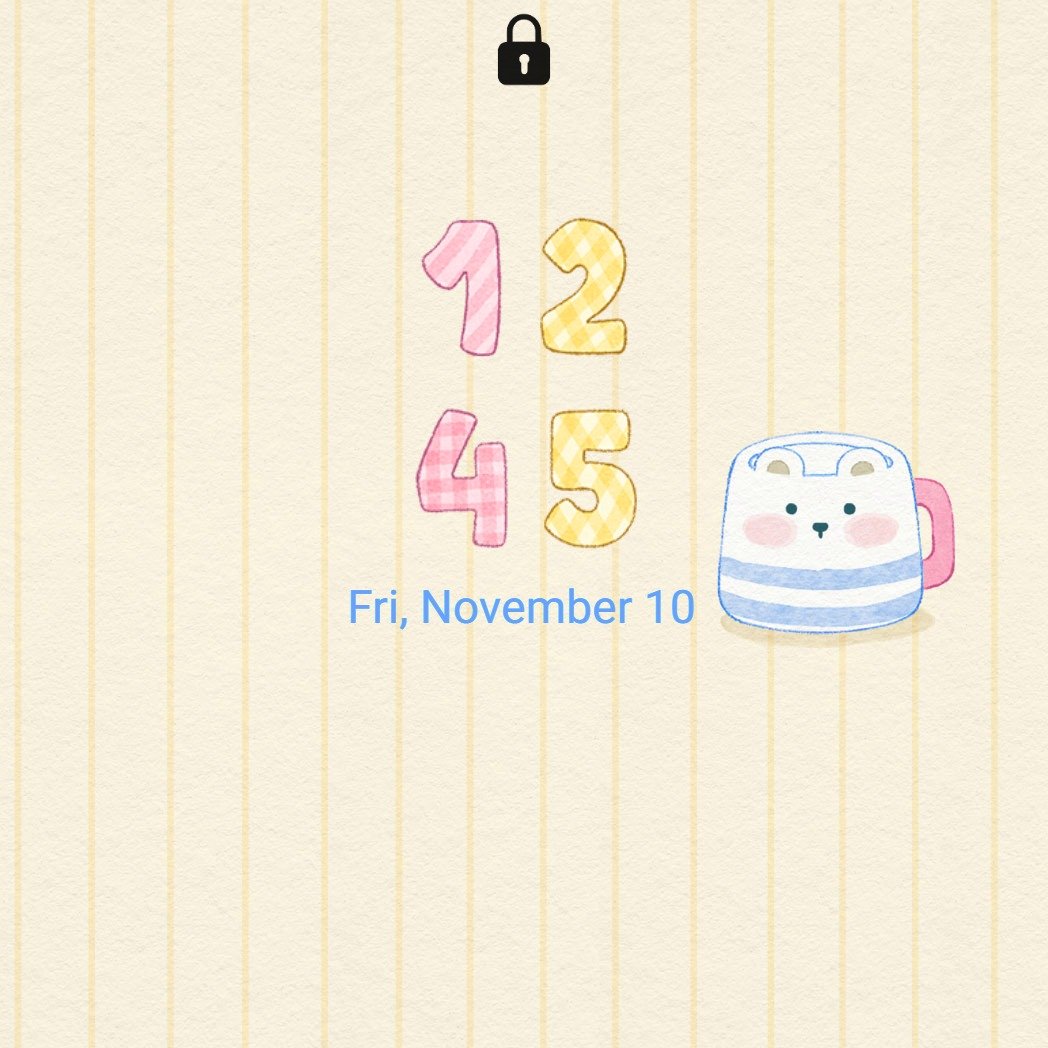 Samsung Themes: ❤️Mun❤️ Sweet Animal Mugs ~❤️ Premium Theme see cute animal cups on a soft yellow background screen shot 7