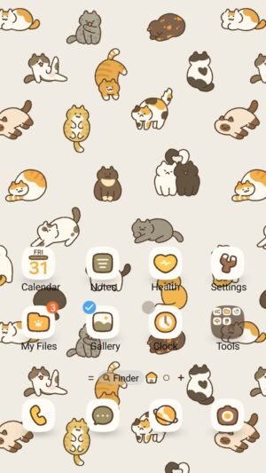 Samsung Themes: ❤️Mun❤️ Cozy Cat Pattern ~❤️ Premium Theme cute illustrations of playful cats in a repeating pattern screen shot 0