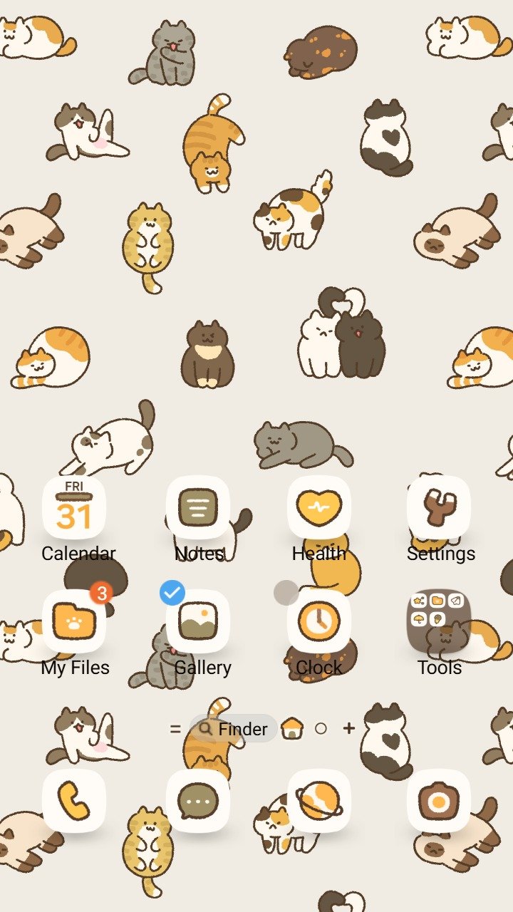 Samsung Themes: ❤️Mun❤️ Cozy Cat Pattern ~❤️ Premium Theme cute illustrations of playful cats in a repeating pattern screen shot 0