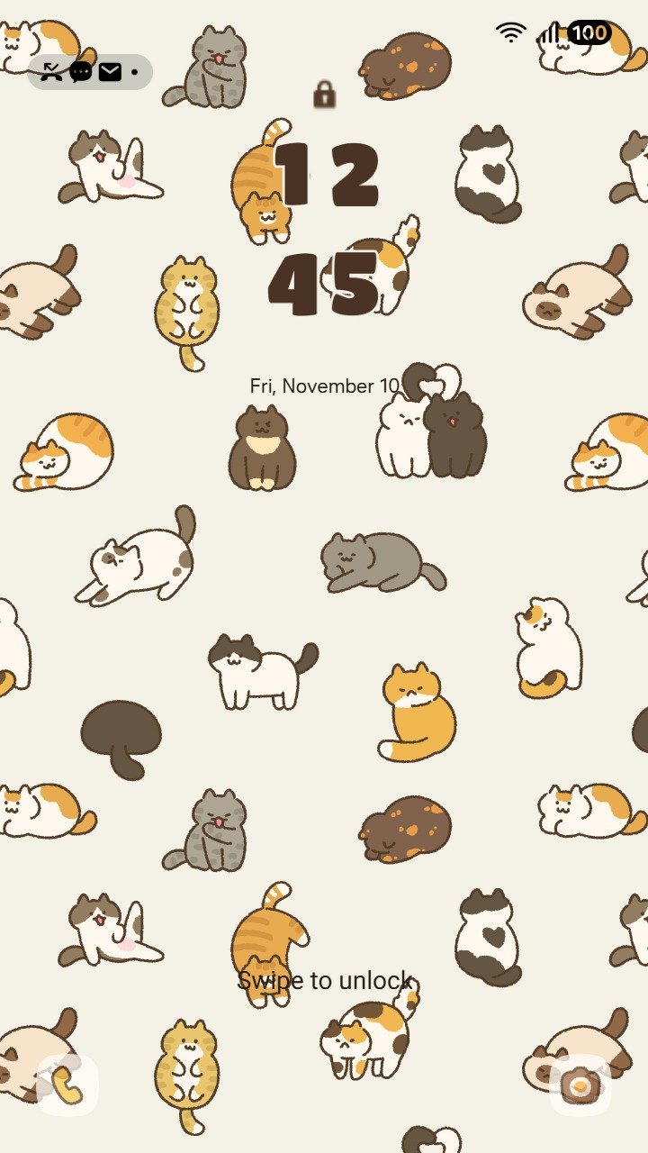Samsung Themes: ❤️Mun❤️ Cozy Cat Pattern ~❤️ Premium Theme cute illustrations of playful cats in a repeating pattern screen shot 1