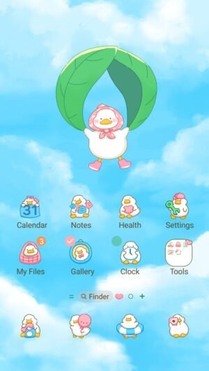 Samsung Themes: ❤️Mun❤️ Flying Sky Duck ~❤️ Premium Theme about a sweet duck flying in the blue sky screen shot 0