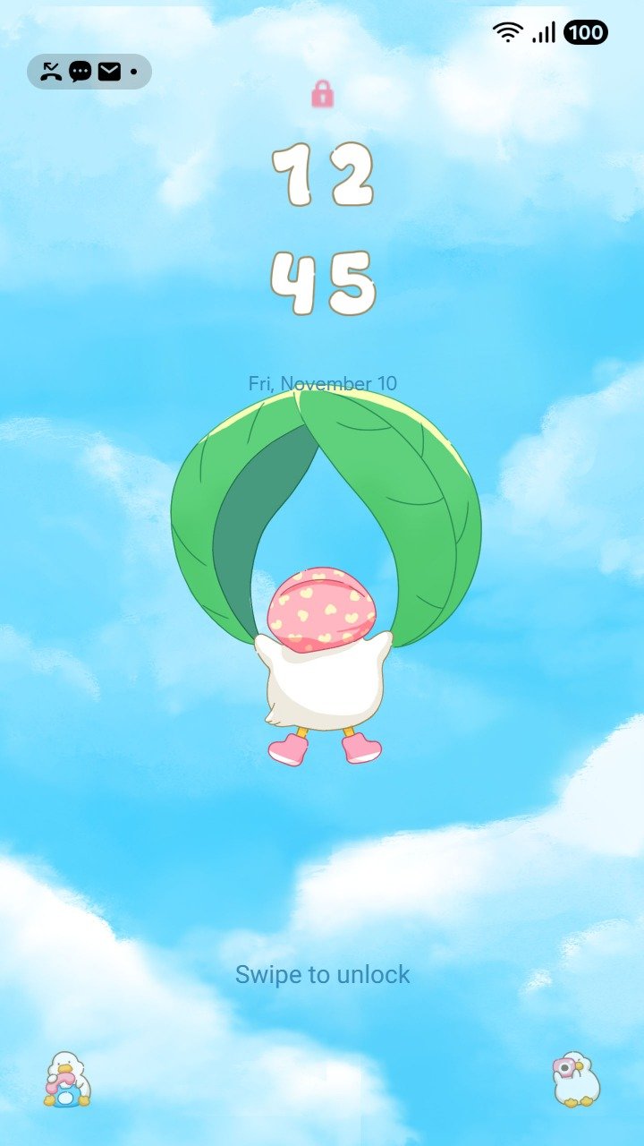 Samsung Themes: ❤️Mun❤️ Flying Sky Duck ~❤️ Premium Theme about a sweet duck flying in the blue sky screen shot 1