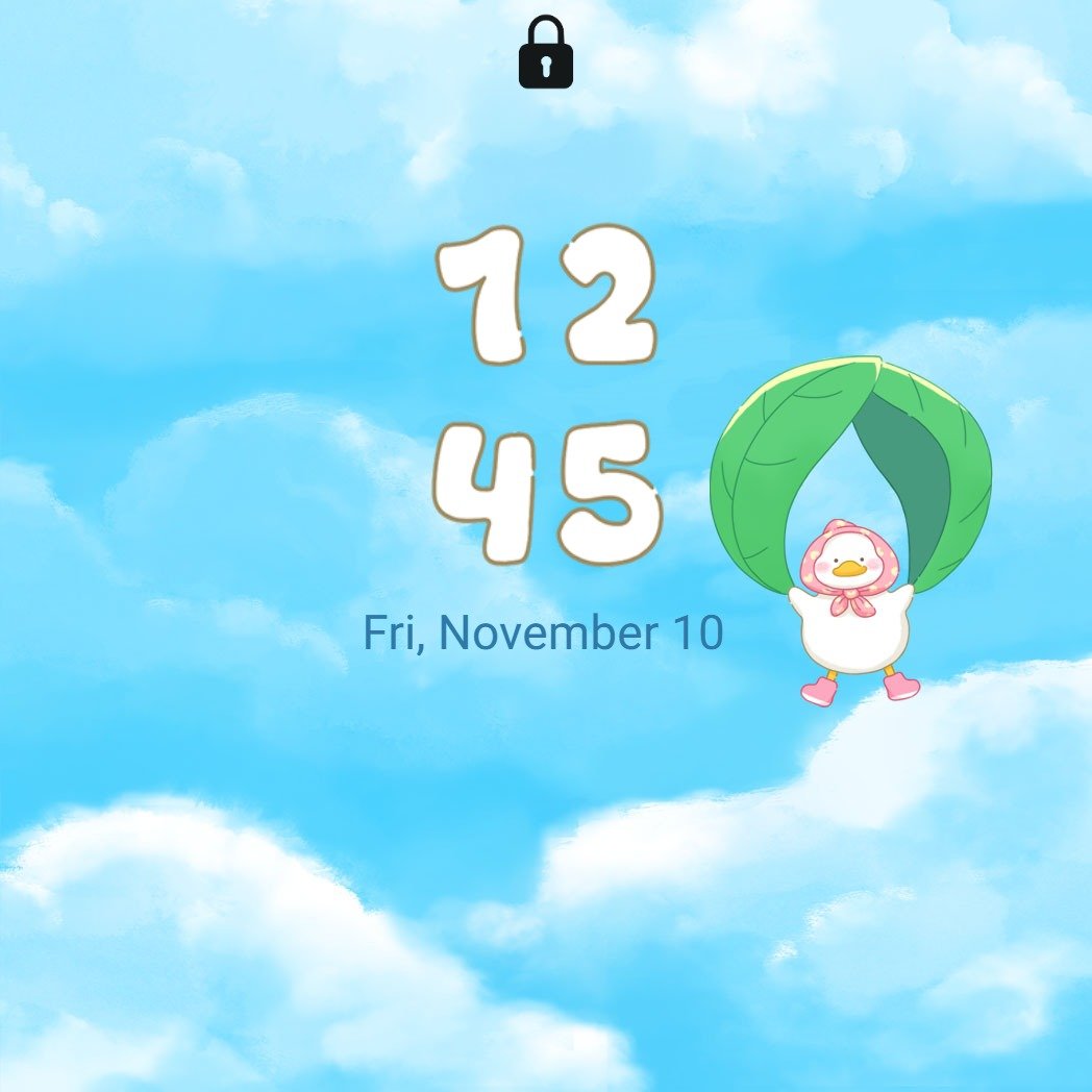 Samsung Themes: ❤️Mun❤️ Flying Sky Duck ~❤️ Premium Theme about a sweet duck flying in the blue sky screen shot 7