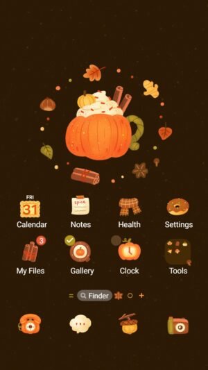 Samsung Themes: ❤️Mun❤️ Sweet Pumpkin Spice ~❤️ Premium Theme with a friendly pumpkin spice drink for your phone screen shot 0