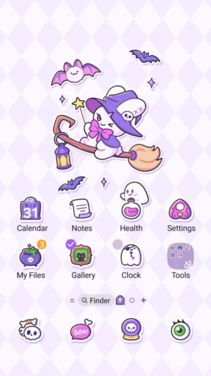 Samsung Themes: ❤️Mun❤️ Sweet Witch Bunny ~❤️ Premium Theme with a sweet witch bunny casting cute magic spells screen shot 0