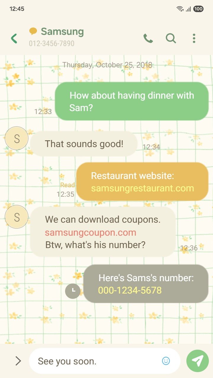 Samsung Themes: ❤️Mun❤️ Yellow Floral Grid ~❤️ Premium Theme see gentle yellow flowers on a soft green grid screen shot 3