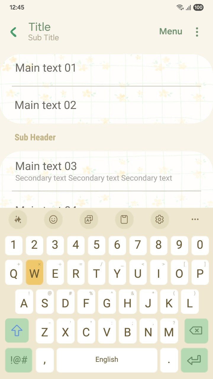 Samsung Themes: ❤️Mun❤️ Yellow Floral Grid ~❤️ Premium Theme see gentle yellow flowers on a soft green grid screen shot 5