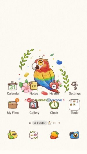 Samsung Themes: ❤️Mun❤️ Rainbow Parrot Animated ~❤️ Premium Animated Theme polite and friendly parrot beautify your phone screen shot 0