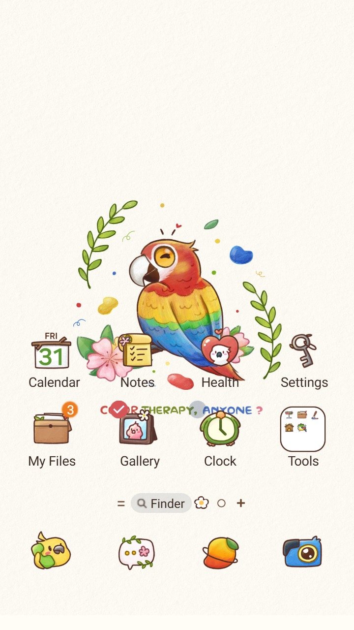 Samsung Themes: ❤️Mun❤️ Rainbow Parrot Animated ~❤️ Premium Animated Theme polite and friendly parrot beautify your phone screen shot 0