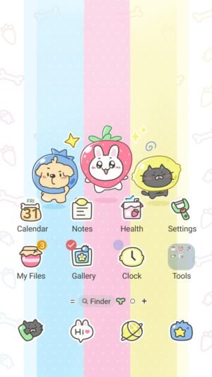 Samsung Themes: ❤️Mun❤️ The Fruit Squad ~❤️ Premium Theme with cute animals in pastel fruit costumes brighten your screen screen shot 0