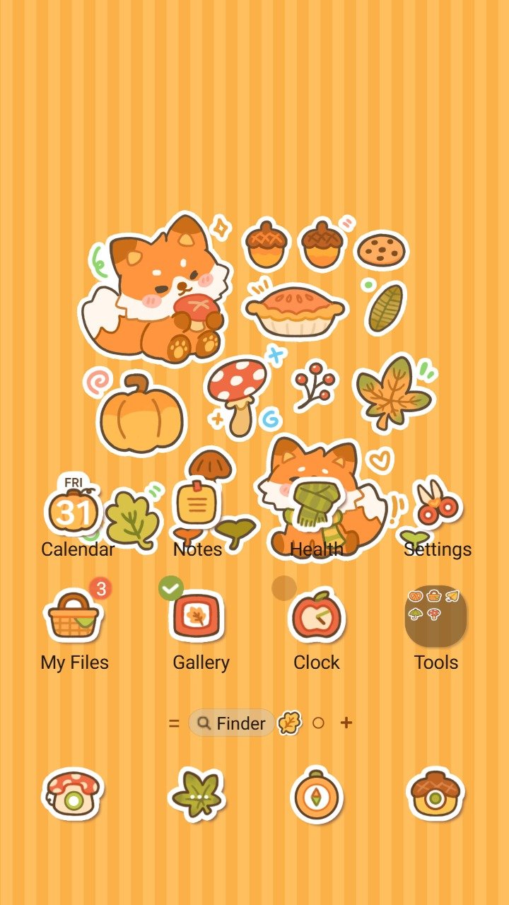 Samsung Themes: ❤️Mun❤️ Autumn Fox ~❤️ Premium Theme with this cute autumn fox and cozy fall stickers screen shot 0