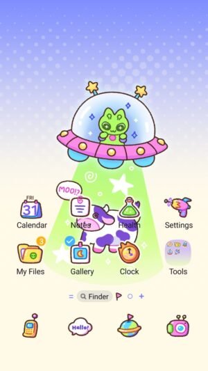 Samsung Themes: ❤️Mun❤️ Cute Alien Cow ~❤️ Premium Theme cute alien abducted a funny cow for your screen screen shot 0