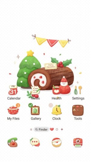 Samsung Themes: ❤️Mun❤️ Sweet Christmas Log ~❤️ Premium Theme cozy homemade holiday yule log and festive treats screen shot 0