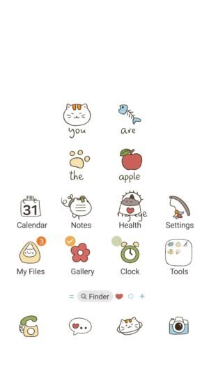 Samsung Themes: ❤️Mun❤️ Apple of My Eye ~❤️ Premium Theme minimalist cat doodle with a sweet romantic phrase screen shot 0