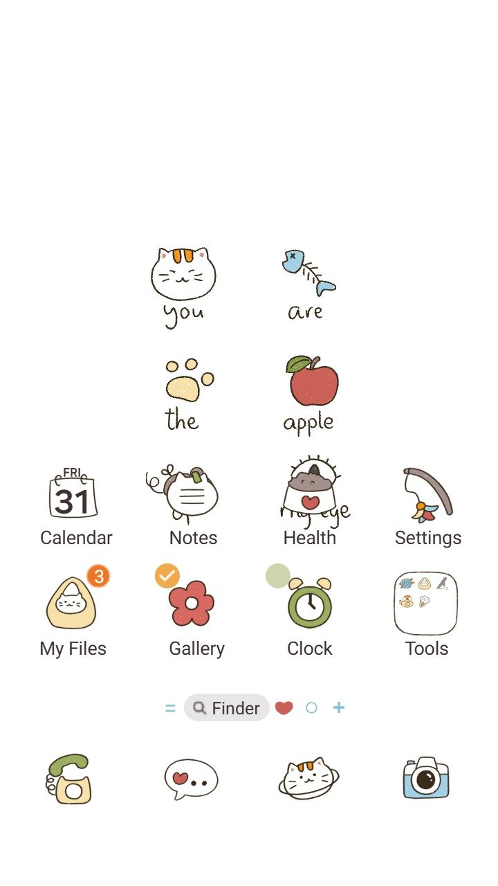 Samsung Themes: ❤️Mun❤️ Apple of My Eye ~❤️ Premium Theme minimalist cat doodle with a sweet romantic phrase screen shot 0