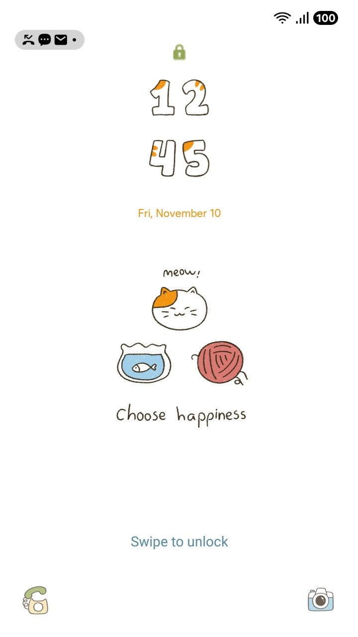 Samsung Themes: ❤️Mun❤️ Apple of My Eye ~❤️ Premium Theme minimalist cat doodle with a sweet romantic phrase screen shot 1