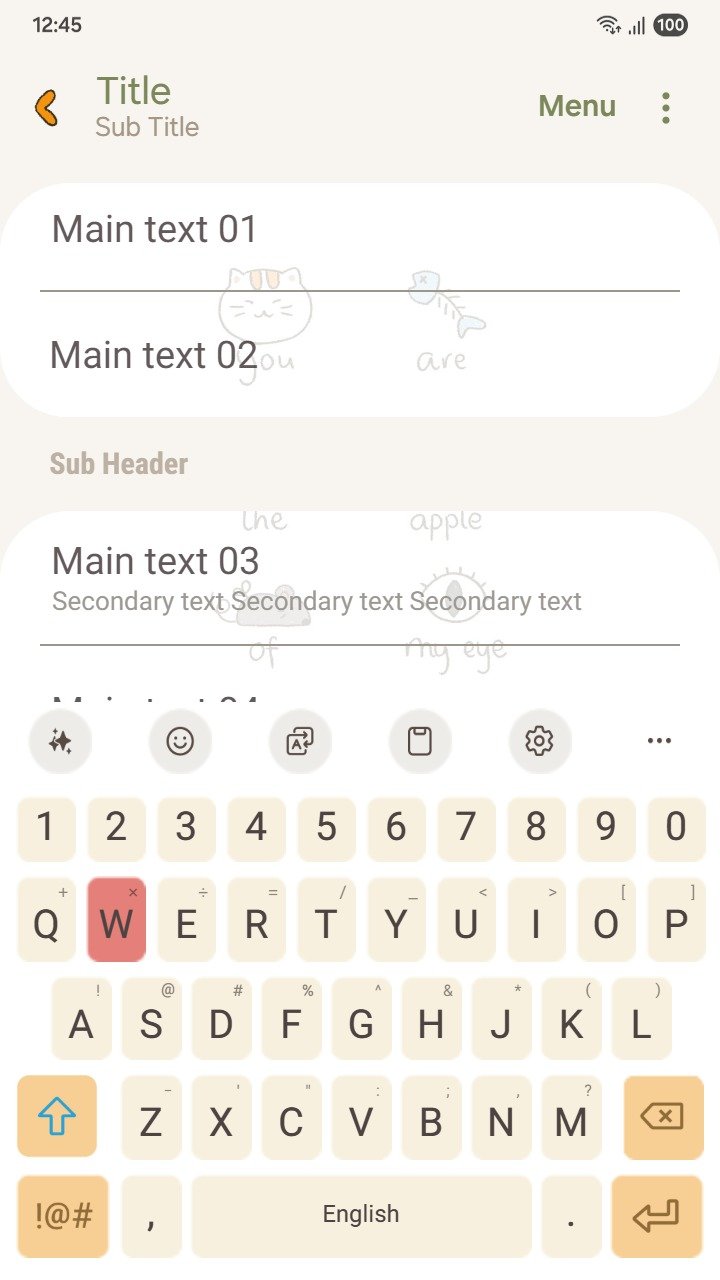 Samsung Themes: ❤️Mun❤️ Apple of My Eye ~❤️ Premium Theme minimalist cat doodle with a sweet romantic phrase screen shot 5