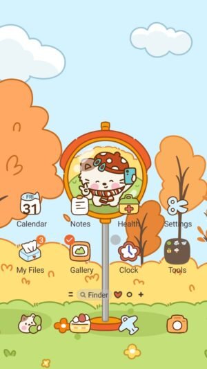 Samsung Themes: ❤️Mun❤️ Autumn Cat Selfie ~❤️ Premium Theme adorable cat snapping a mirror selfie in fall screen shot 0