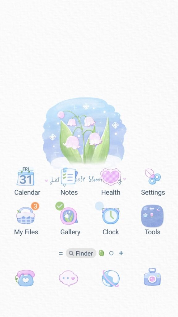 Samsung Themes: ❤️Mun❤️ Snow Lily Bloom ~❤️ Premium Theme delicate watercolor winter lilies featuring sweet positive quotes screen shot 0